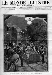 Rollercoaster, Neuilly sur Seinen juhlissa, heinäkuussa 1888. Sanomalehden "The Illustrous World" kansi. tekijältä French School