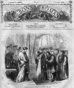 Romaanisarja: "" Notre Dame de Paris"", kirjoittanut Victor Hugo (1802-1885). Kaiverrus ""hyviin romansseihin"" tekijältä French School