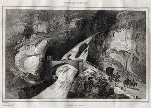 Route du Simplon - Kaiverrus "" Maalauksellisesta Italiasta"", M. de Norvins, Ch. Nodier 1834-1836. tekijältä French School