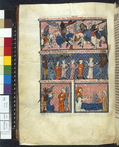 Royal 19 C. 1, f.204v Diabolic Temptations, kuvitus teoksesta "Le Breviari d
