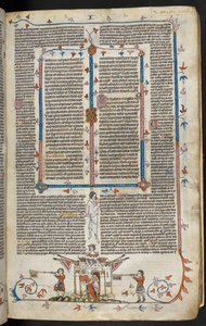 Royal MS 10 E IV f.66r, sivukohtaus ratsastusritarista nousemassa linnasta, n. 1300-1340 (kynä & muste ja tempera pergamentilla) tekijältä French School