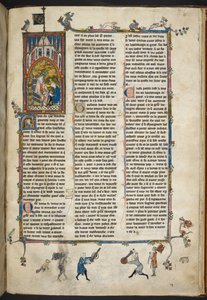 Royal Ms 14 e III f.140r Englannin Henrik II kirjurin kanssa, kuvitus teoksesta "Story of the Holy Grail, The Quest of the Holy Grail, Morte Arthur", n. 1315-25 (vellum) tekijältä French School