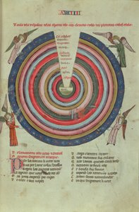 Royal Ms 19 C I fol.50 Kosmologinen kaavio, 1300-luvun alku (vellum) tekijältä French School