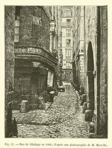Rue de Glatigny vuonna 1865; M Marvillen valokuvasta tekijältä French School
