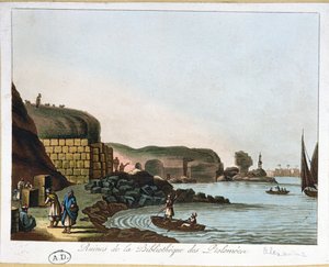 Ptolemaios-kirjaston rauniot Aleksandriassa, Egyptissä, 1811 tekijältä French School