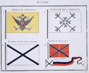 Venäjän liput, ranskalaisesta Lippujen kirjasta, n. 1819 tekijältä French School