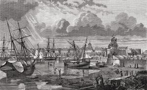 Saint Malo 1700-luvulla Louis Blancin (1811-82) "Histoire de la Revolution Francaisesta" tekijältä French School
