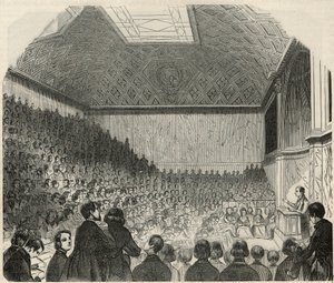 Luokkahuone College de Francessa Pariisissa 1800-luvulla - Edmond Texierin kaiverrus "Tableau-de-Paris" 1852 tekijältä French School