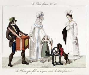 Saltimbanks: Koira, joka juoksee tai "" mikä on hyväntekeväisyyttä"" - "Hyvä laji", deb. 1800-luvulla tekijältä French School