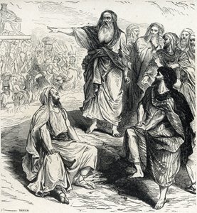 Samuel näyttää israelilaisille kuningaskunnan vaaroja Kaiverrus Lahuresta 1800-luvun yksityiskokoelma tekijältä French School