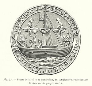 Sandwichin kaupungin sinetti Englannissa, joka kuvaa Stern Retentionia, 1200-luku (kaiverrus) tekijältä French School