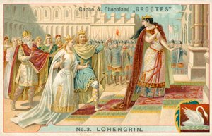 Kohtaus Richard Wagnerin oopperasta Lohengrin (chromolitho) tekijältä French School