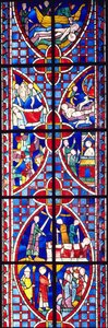 Kohtaus St. Vincentin elämästä, 1245-1247 (lasimaalaukset ja maalatut lasit) tekijältä French School