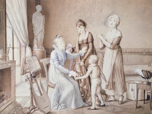 Perhe-elämän kohtaus, 1800-luvun alku tekijältä French School