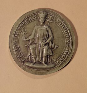 Ludvig IX:n (1214-70) sinetti, jolla on valtikka ja fleur de lys, n. 1252 tekijältä French School
