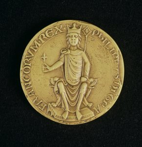Philippe II Augusten (1165-1223) sinetti 1198 (vaha) tekijältä French School