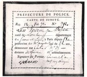 Turvakortti, 1808 (kynä ja muste paperille) tekijältä French School