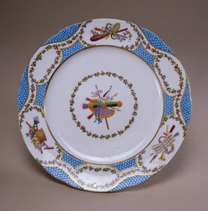Sevres-jälkiruokalautanen, Melbourne Service, 1770 (pehmeää posliinia)
