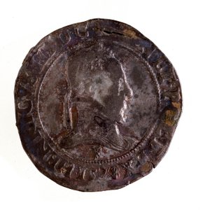 Hopea ranskalainen testoon (teston), Ranskan kuninkaan Henrik III:n (Henri III) hallituskausi (1574-1589) Halk. 3,5 cm Napoli, museo archeologico tekijältä French School