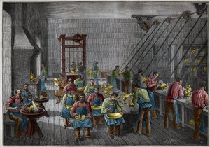 Hopeapaja Ranskassa 1800-luvulla. Kaiverrus vuodelta 1885 kirjassa "Les arts et metiers illustres", kirjoittanut Adolphe BITARD. tekijältä French School