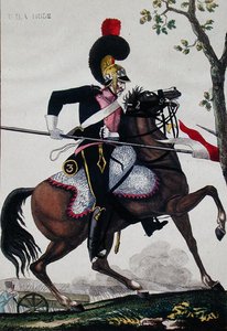 Ranskan kotitalouden ratsuväen sotilas imperiumin aikana (väri litho) tekijältä French School