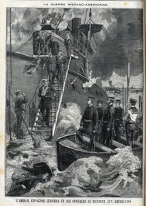 Espanjalainen amiraali Cervera ja hänen upseerinsa antautuivat amerikkalaisille. Espanjan vallan alaisen Kuuban itsenäisyyssota puhkesi vuonna 1895, ja kuubalaiset pyysivät amerikkalaisia puuttumaan asiaan. Näin Espanjan ja Amerikan välinen sota alkoi ja p tekijältä French School