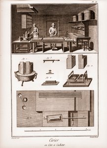 Espanjalainen vahatehdas - työpaja, jossa vaha on hyvä - "" Suuri tietosanakirja tai tieteiden, taiteen ja käsityön järkevä sanakirja", kirjoittavat Denis Diderot (1713-1784) ja Jean d