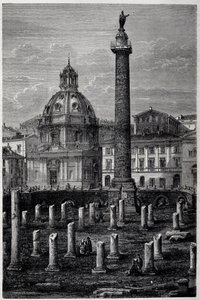 Trajanuksen aukio ja pylväs (Trajane-pylväs) (Colonna Traiana) ja Ulpianuksen basilika (Francis Weyn matka 1864-1868) - Tour du Mondessa 2. viikko 1869 tekijältä French School
