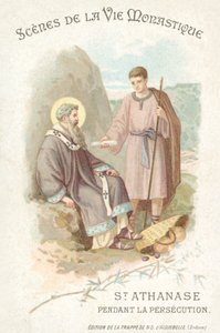 Pyhä Athanasius kristittyjen vainon aikana (chromolitho) tekijältä French School