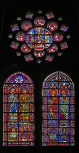 St Cosmos, St Damien, St Gervais ja Proteus; lahjoittajapapit; neitsyt ja lapsi yllä (w120) tekijältä French School