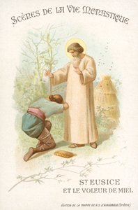 Pyhä Eusice ja hunajavaras (chromolitho) tekijältä French School