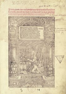 St. Jerome studiolossaan, Raamatun otsikkosivu, paina J. Marion, Lyon, 1521