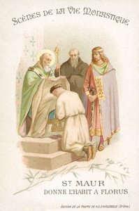 St Maurus antaa Florukselle tapansa (kromoliitti) tekijältä French School