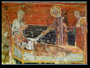 St. Severinus (k.507) kovetti Clovis I:n (465-511) jäljennöksen 1100-luvun alkuperäisestä Chateau-Landonin kirkossa (katso myös 240221) tekijältä French School