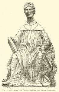 Plinius vanhimman patsas, pystytetty vuonna 1498, Comen katedraali (kaiverrus) tekijältä French School