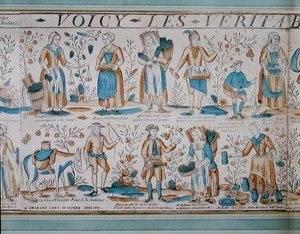 Street Traders 1700-luvulla (väri litho) tekijältä French School