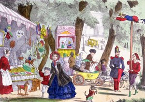 Katukohtauksia Champs Elysées -kadulla, 1800-luku tekijältä French School