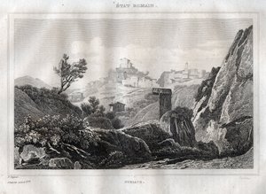 Subiaco Lazio Rooman metropolikaupungissa - Kaiverrus "" Maalauksellisesta Italiasta"", M. de Norvins, Ch. Nodier 1834-1836. tekijältä French School