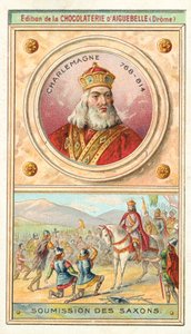 Saksien alistuminen Kaarle Suurelle, 785 (chromolitho) tekijältä French School