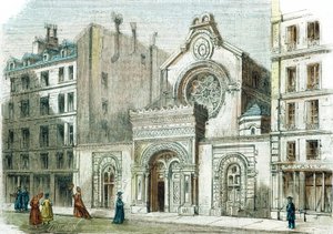 Synagoga Rue de la Victoire -kadulla, Pariisi, n. 1880 (värikaiverrus) tekijältä French School