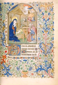 T.2629 Ms 63 f.55r Syntymä (Pariisin käyttö) c.1460 tekijältä French School