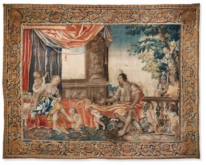 Kuvakudos sarjasta "Women of Antiquity Illustrated", n. 1645 (villa & silkki) tekijältä French School