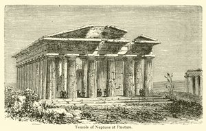 Neptunuksen temppeli Paestumissa (kaiverrus) tekijältä French School