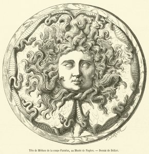 Medusan pää Farnese-kupista Napolin museossa (kaiverrus) tekijältä French School