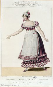 Näyttelijä Mademoiselle Kontakti Suzannen roolissa Pierre Augustin Caron de Beaumarchais