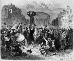 Aglikaaninen kirjailija Daniel Defoe (1660-1731) joutui pilariin vuonna 1703, koska hän kirjoitti anglikaanisen kirkon suvaitsemattomuutta vastaan. Kaiverrus vuodelta 1870. tekijältä French School