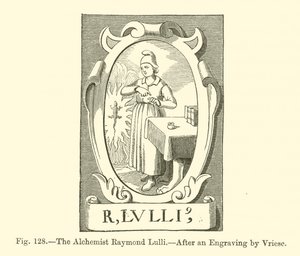Alkemisti Raymond Lulli (kaiverrus) tekijältä French School