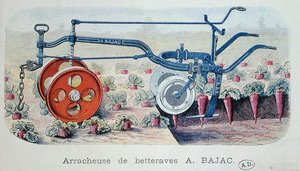 Bajac-kone punajuuren nostamiseen, n.1900 (värikaiverrus) tekijältä French School