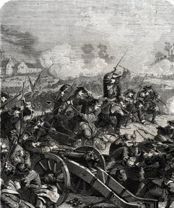 Landenin tai Neerwindenin taistelu käytiin nykyisessä Belgiassa 29. heinäkuuta 1693 yhdeksänvuotisen sodan aikana (kaiverrus) tekijältä French School