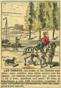 Kanavat, jotka havainnollistavat kolmannen tasavallan etuja kanavan rakentamisessa maan taloudelle. Kaiverrus, "" Le Figaro, liite"", 30/03/1889, Pariisi. tekijältä French School